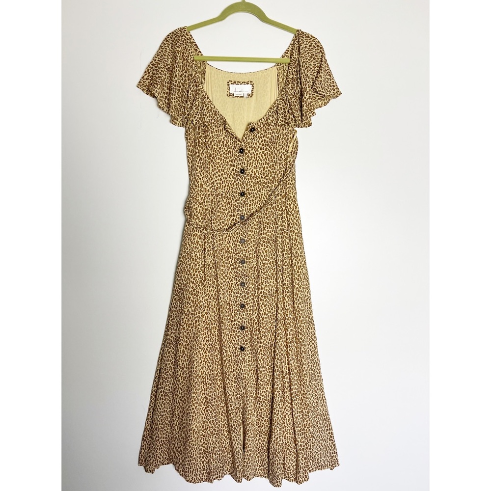 Anthro leopard Bolano midi dress